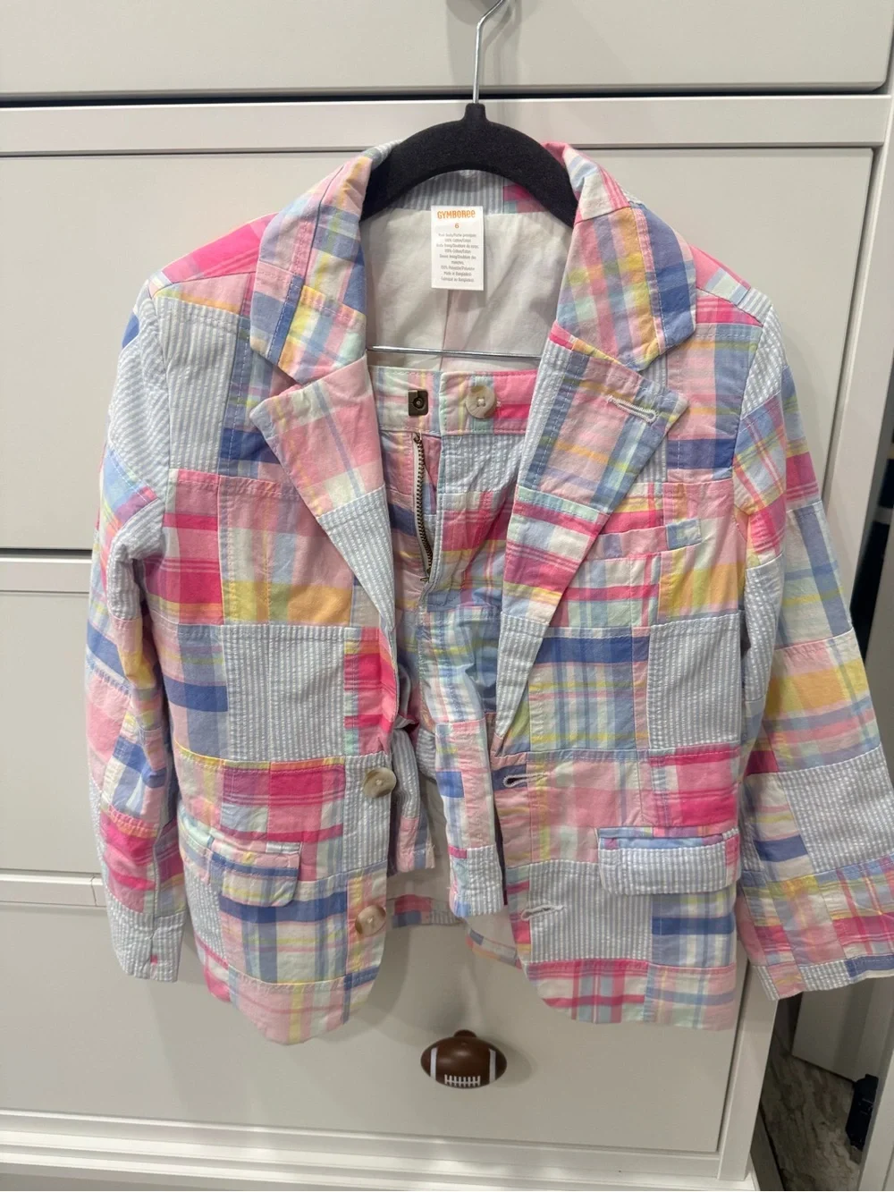 Gymboree Pastel Plaid Shorts Suit in Pink, Blue, Yellow & Cream
